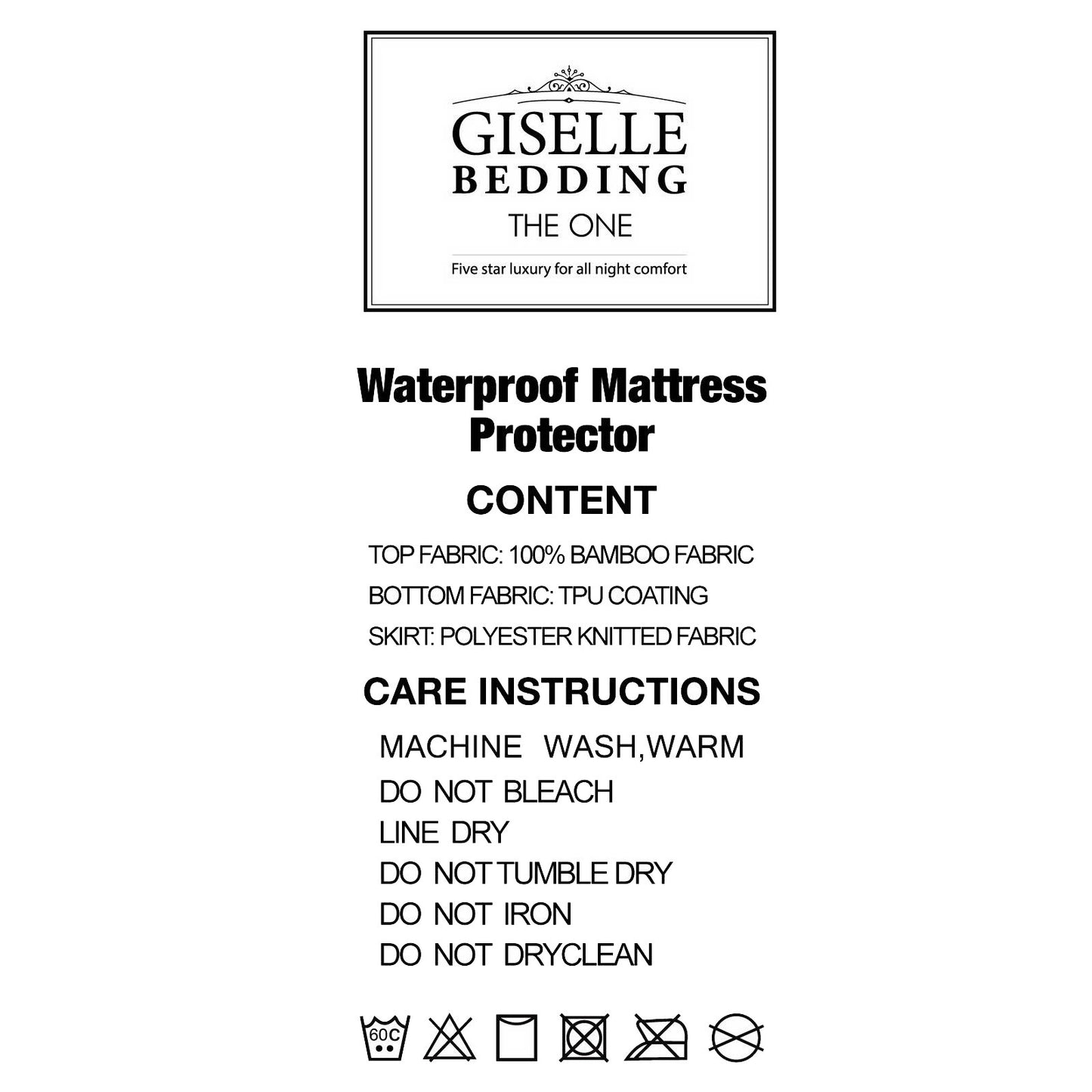 Giselle Bedding King Size Waterproof Bamboo Mattress Protector