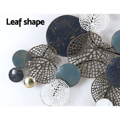 Artiss Metal Wall Art Hanging Sculpture 132cm Home Decor Leaf Circles Blue