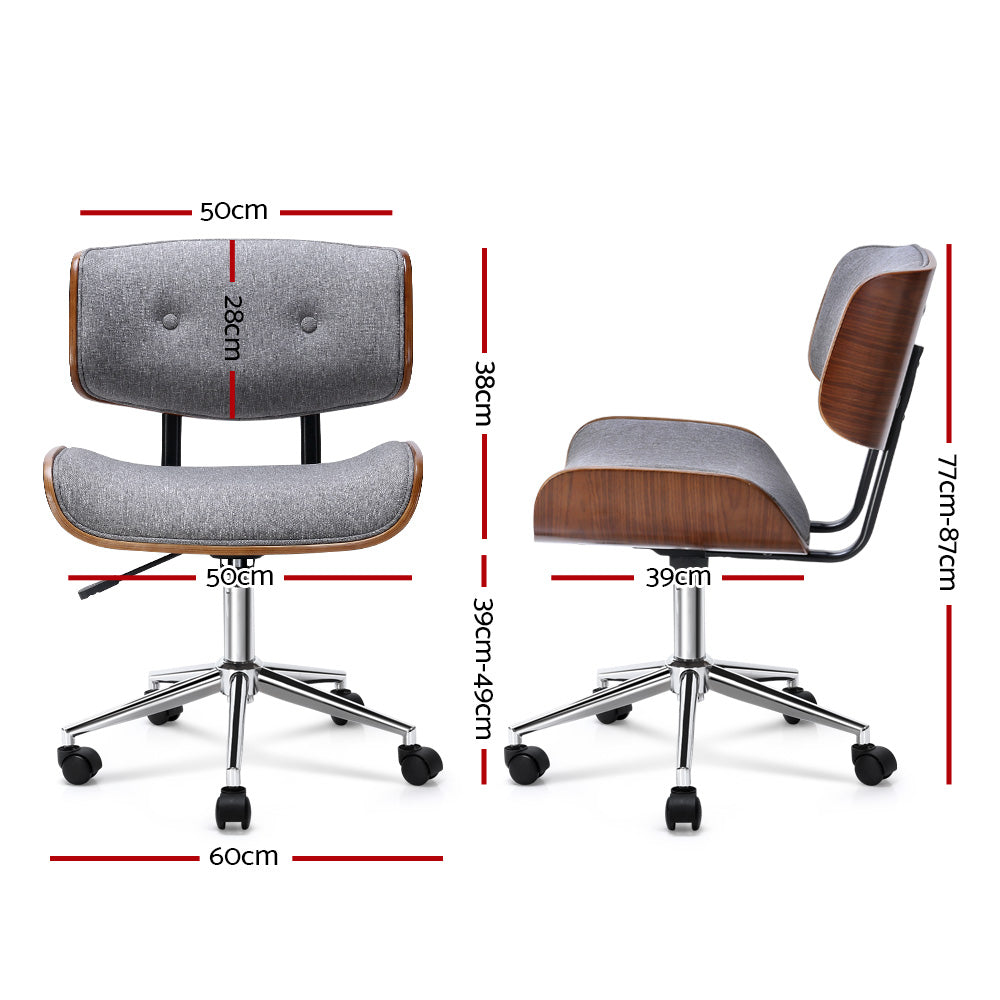 Artiss Wooden Fabric Office Chair Grey