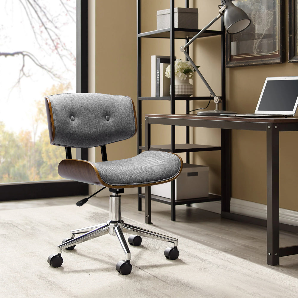 Artiss Wooden Fabric Office Chair Grey