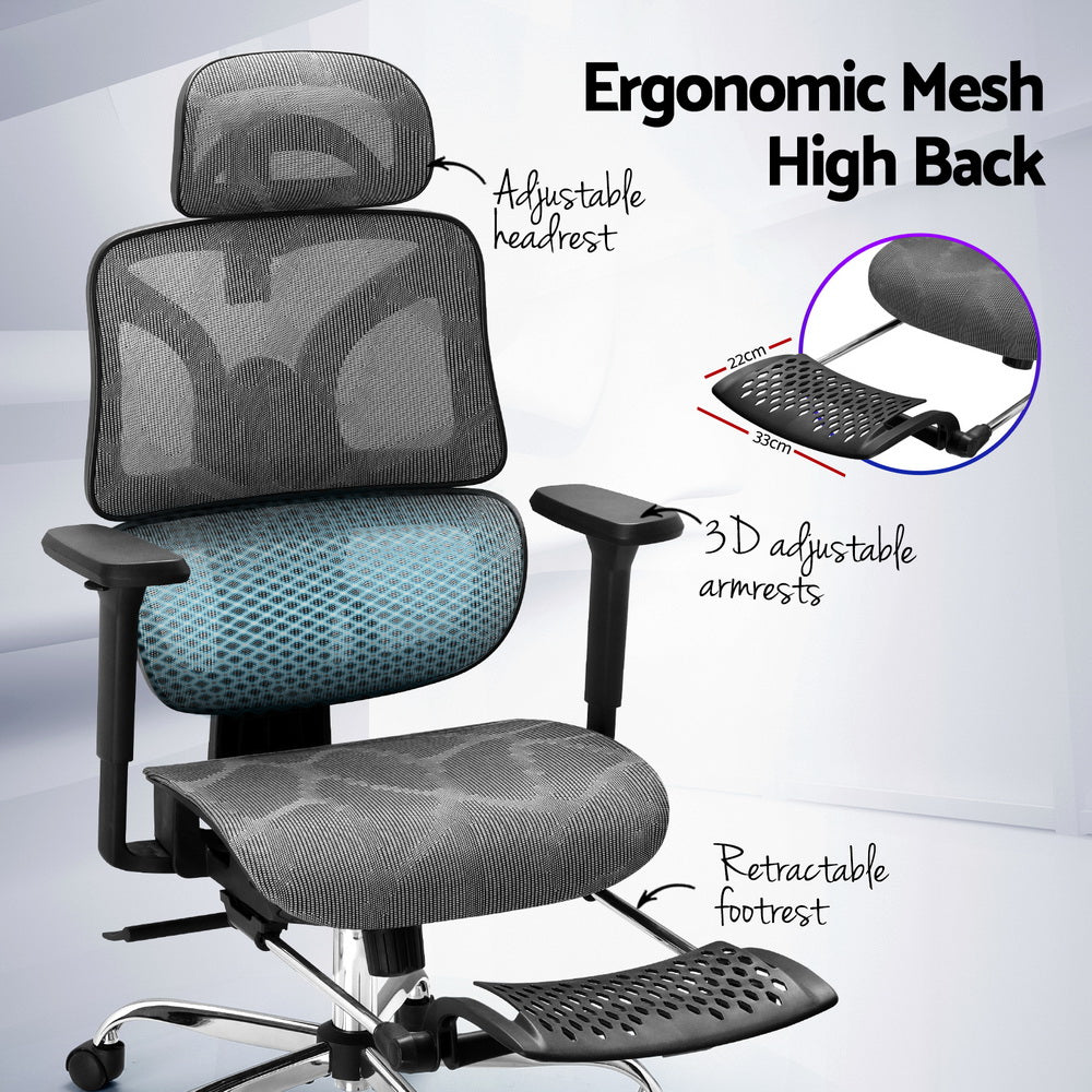 Artiss Ergonomic Office Chair Footrest Grey