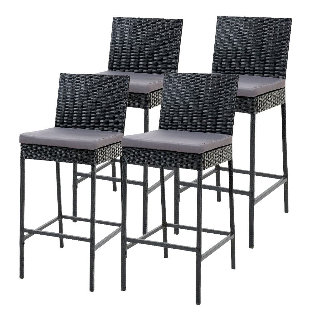 Gardeon Set of 4 Outdoor Bar Stools Dining Chairs Wicker Furniture