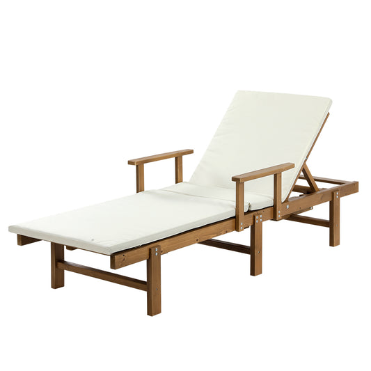 Gardeon Sun Lounge Wood Lounger Outdoor Furniture Umbrella Day Bed Wheel Patio