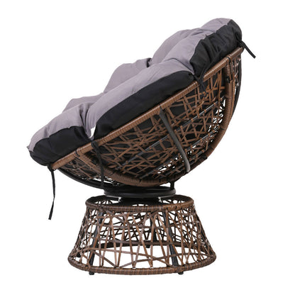 Gardeon Outdoor Lounge Setting Furniture Wicker Papasan Chairs Table Patio Brown