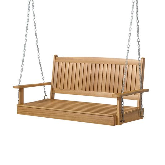 Gardeon Porch Swing Chair With Chain Outdoor Furniture Wooden Bench 2 Seat Teak