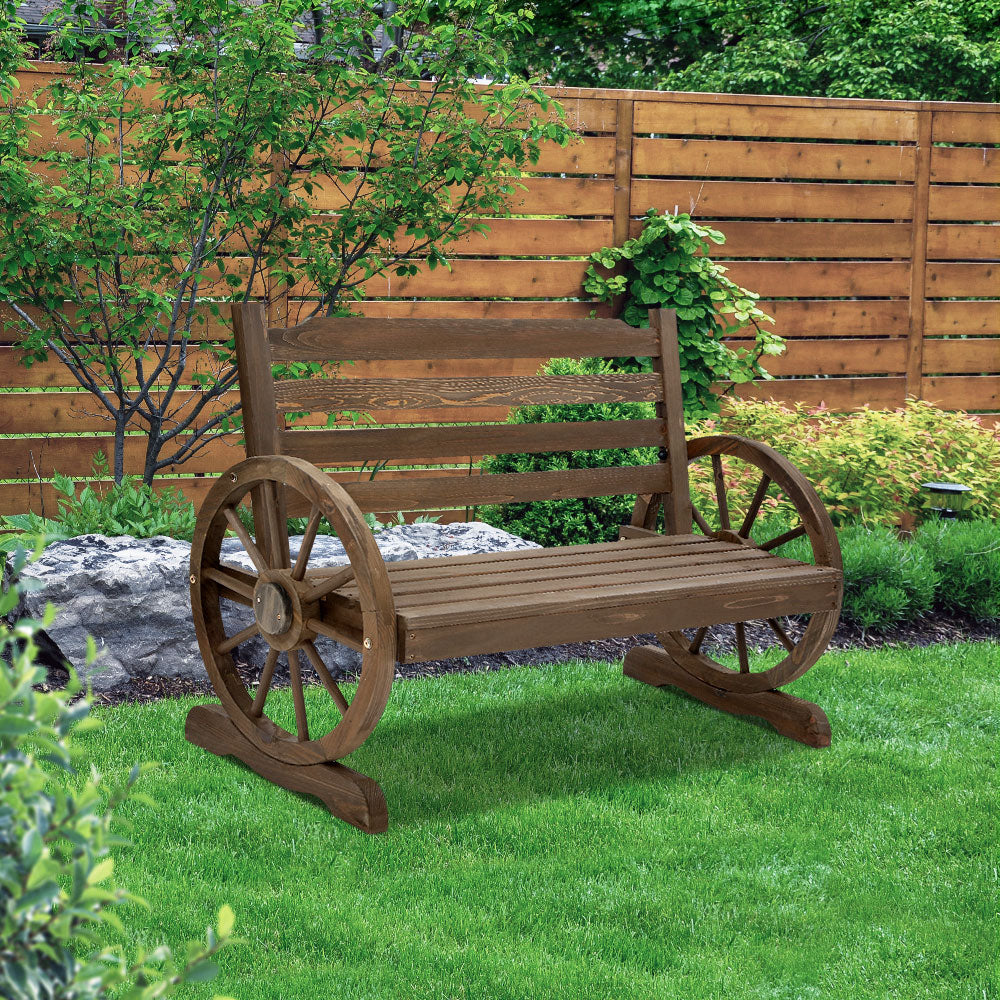 Gardeon Park Bench Wooden Wagon Chair Outdoor Garden Backyard Lounge Furniture