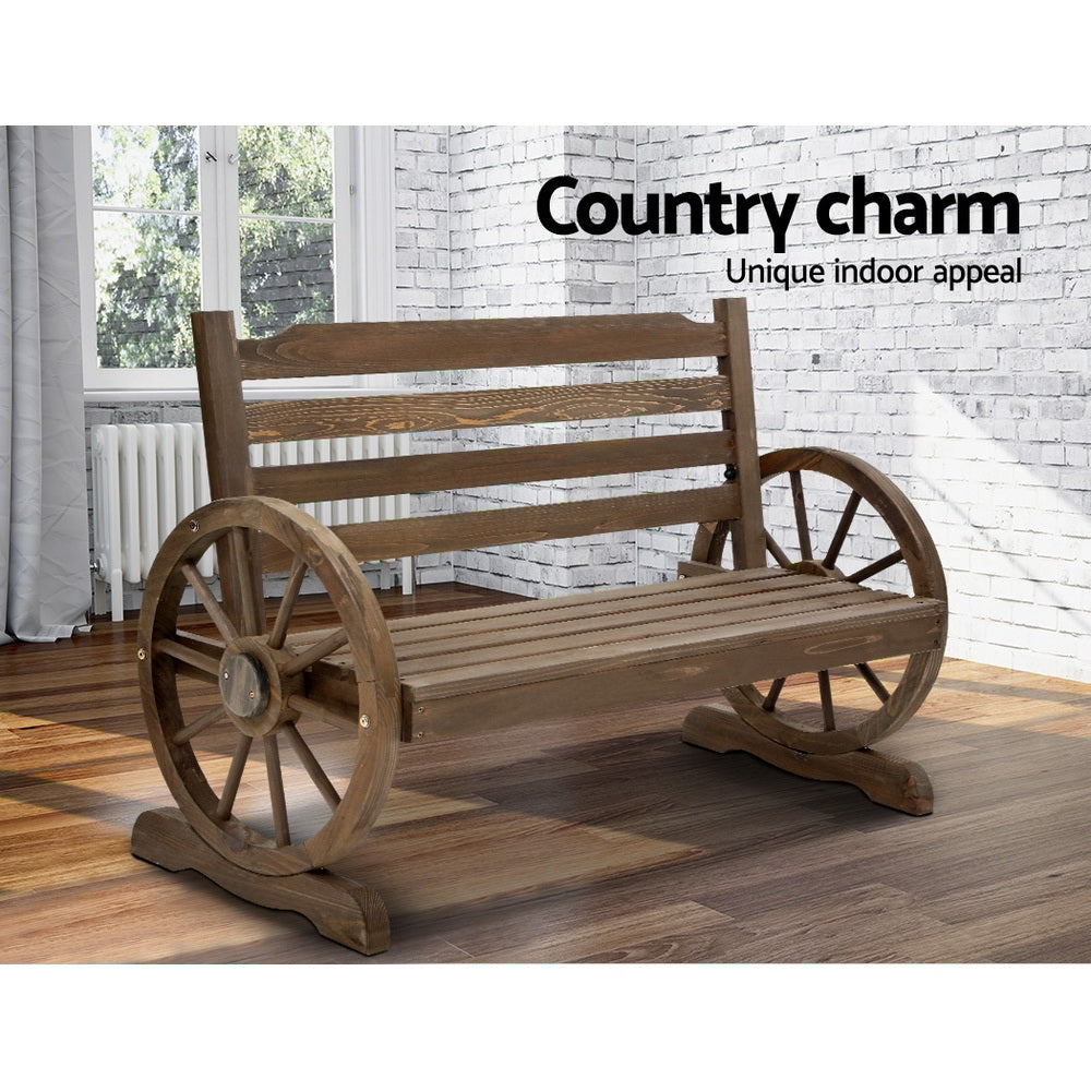 Gardeon Park Bench Wooden Wagon Chair Outdoor Garden Backyard Lounge Furniture