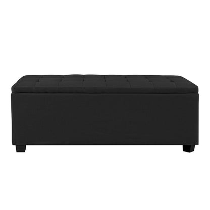 Artiss Storage Ottoman Blanket Box Black Fabric Footstool Chest Couch Seat Toy