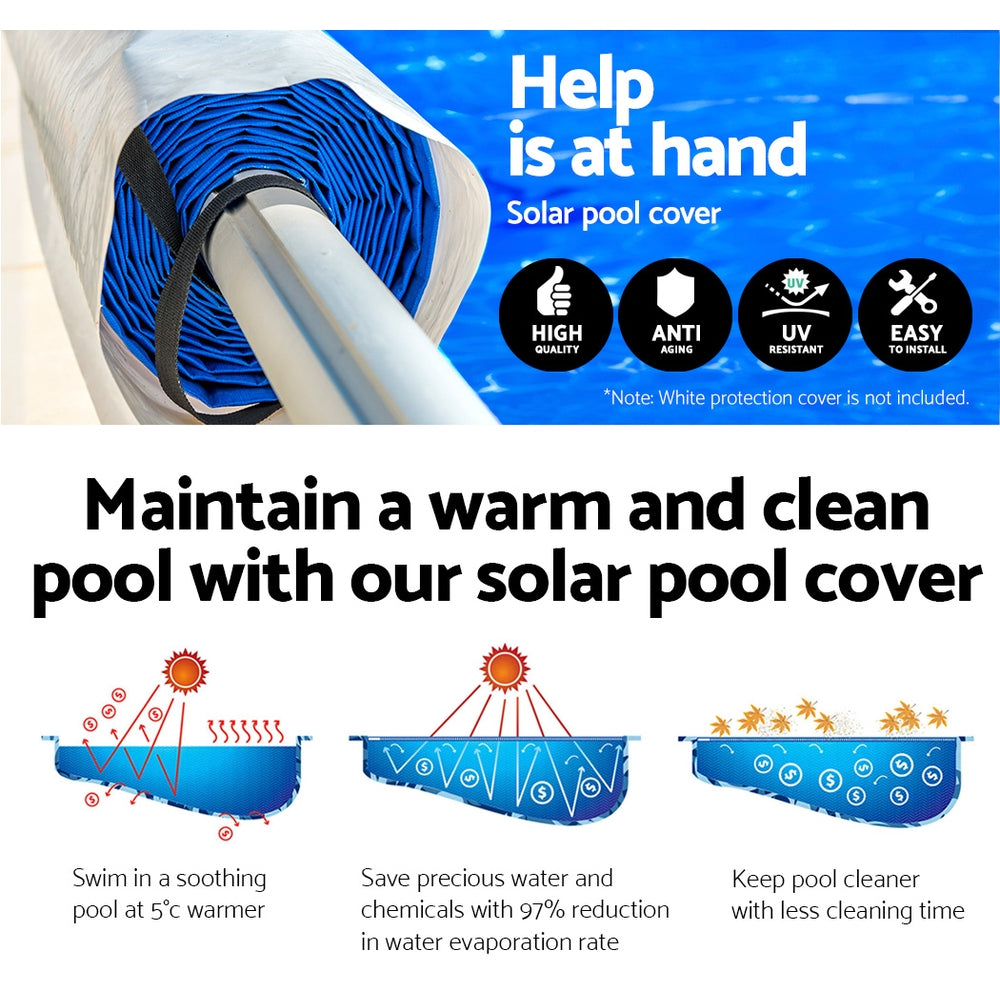 Aquabuddy Pool Cover 500 Micron 11x4.8m Silver Swimming Pool Solar Blanket 5.5m Roller