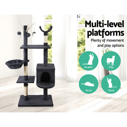 i.Pet Cat Tree 140cm Trees Scratching Post Scratcher Tower Condo House Furniture Wood