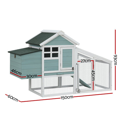 i.Pet Chicken Coop Rabbit Hutch Large House Run Cage Wooden Outdoor Pet Hutch