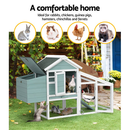 i.Pet Chicken Coop Rabbit Hutch Large House Run Cage Wooden Outdoor Pet Hutch