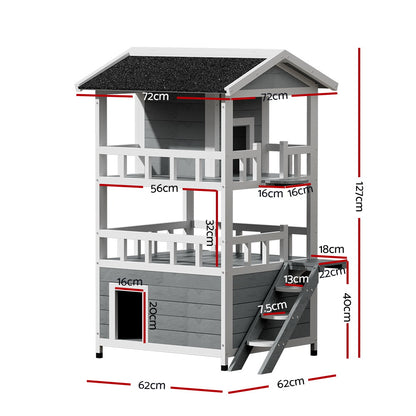 i.Pet Cat House Outdoor Wooden Shelter Rabbit Hutch Condo Small Dog Pet House