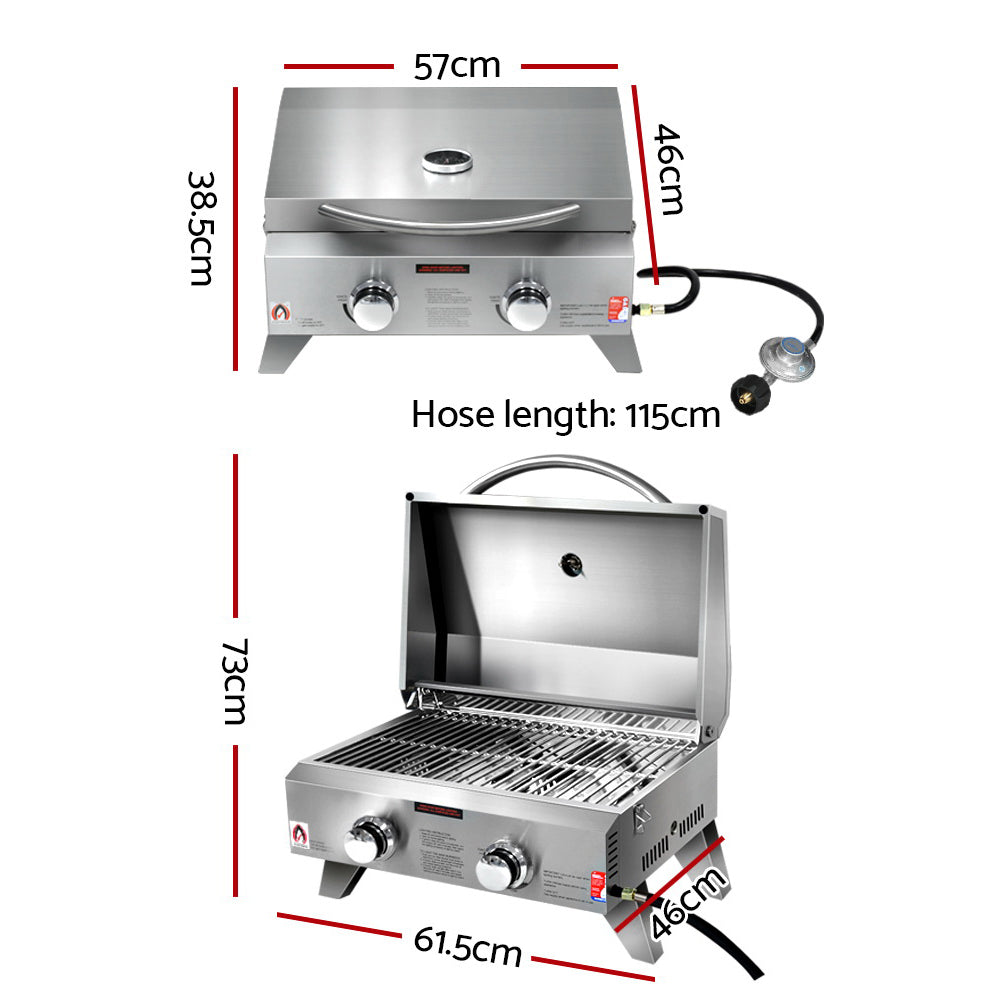 Grillz Portable 2 Burner Gas BBQ