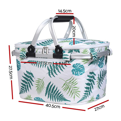 Alfresco Folding Picnic Bag Basket Hamper Camping Hiking Insulated Lunch Cooler