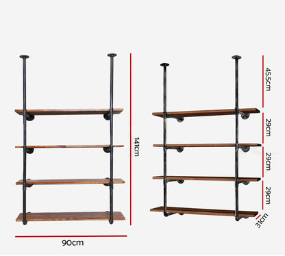 Artiss Wall Display Shelves Industrial Bookshelf DIY Pipe Shelf Rustic Brackets