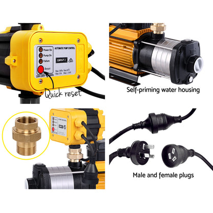 Giantz Multi Stage Water Pump Pressure Rain Tank Garden Farm House Irrigation 2000W Yellow Controller