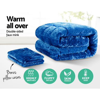 Giselle Bedding Faux Mink Quilt King Size Navy