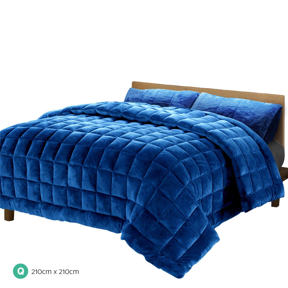 Giselle Bedding Faux Mink Quilt Queen Size Navy