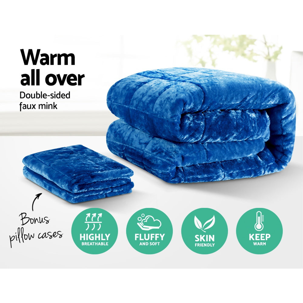 Giselle Bedding Faux Mink Quilt Super King Size Navy