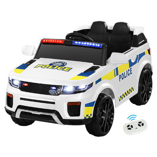 Rigo Kids Ride On Car Electric Patrol Police Toy Cars Remote Control 12V White