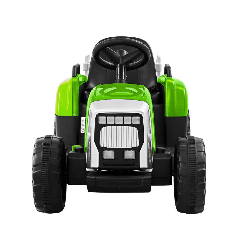 Rigo Ride On Car Tractor Trailer Toy Kids Electric Cars 12V Battery Green