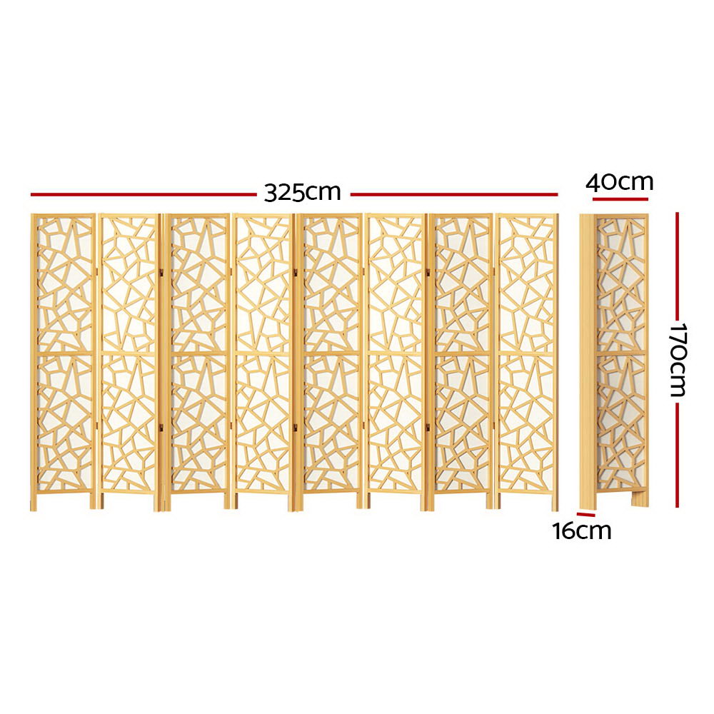 Artiss Clover Room Divider Screen Privacy Wood Dividers Stand 8 Panel Natural