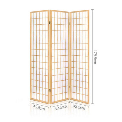 Artiss Room Divider Screen Wood Timber Dividers Fold Stand Wide Beige 3 Panel