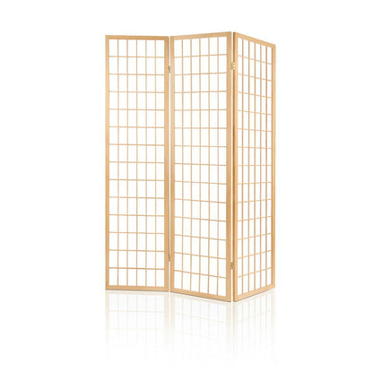 Artiss Room Divider Screen Wood Timber Dividers Fold Stand Wide Beige 3 Panel