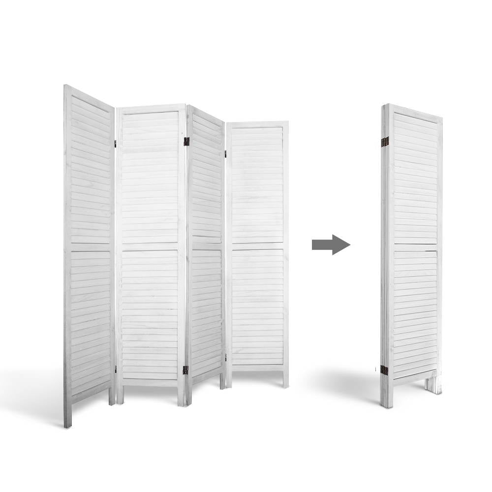 Artiss 4 Panel Foldable Wooden Room Divider - White