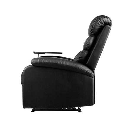 Artiss Recliner Chair Armchair Lounge Sofa Chairs Couch Leather Black Tray Table