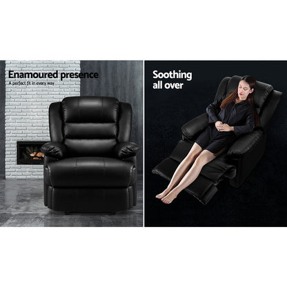 Artiss Recliner Chair Armchair Luxury Single Lounge Sofa Couch Leather Black