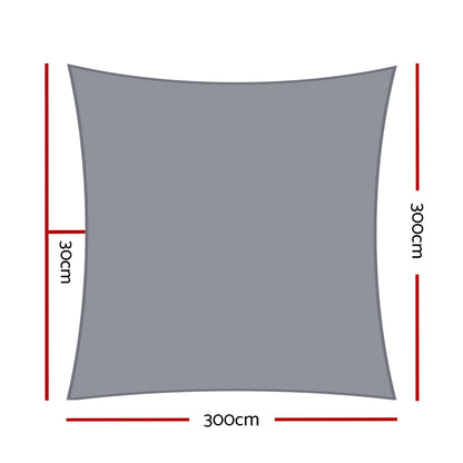 Instahut Sun Shade Sail Cloth Shadecloth Rectangle Canopy Grey 280gsm 3x3m