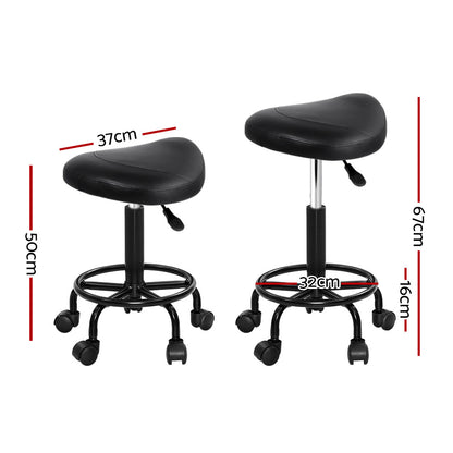 Artiss Saddle Stool Salon Chair Black Swivel Beauty Barber Hairdressing Gas Lift