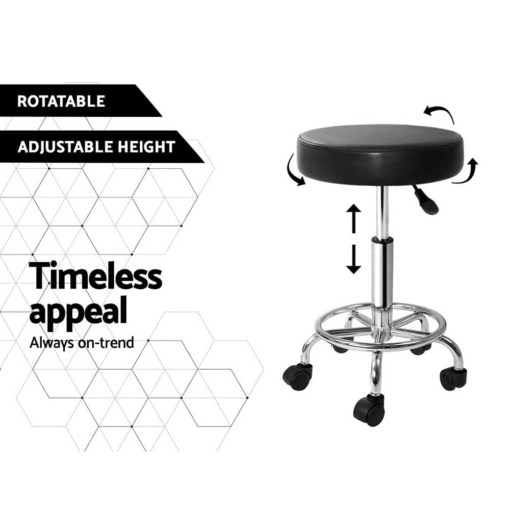 Artiss 2X Salon Stool Round Swivel Barber Hair Bar Stools Hydraulic Lift Black