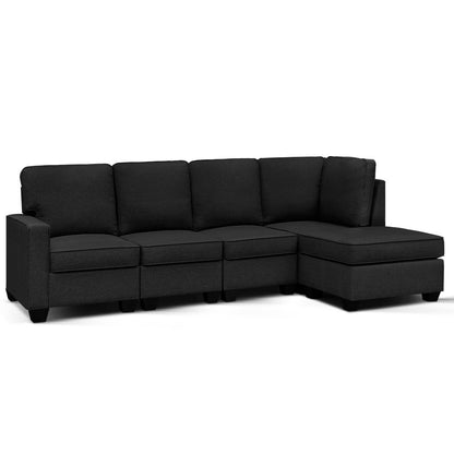 Artiss Sofa Lounge Set 5 Seater Modular Chaise Chair Suite Couch Dark Grey Fabric