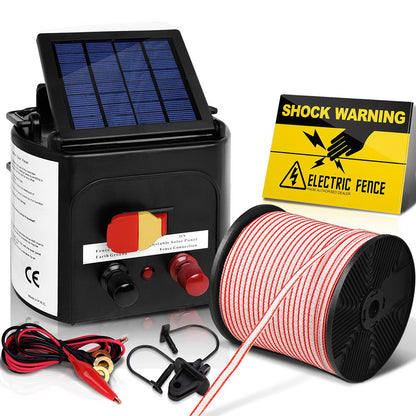 Giantz 5km Solar Electric Fence Energiser Charger with 400M Tape and 25pcs Insulators