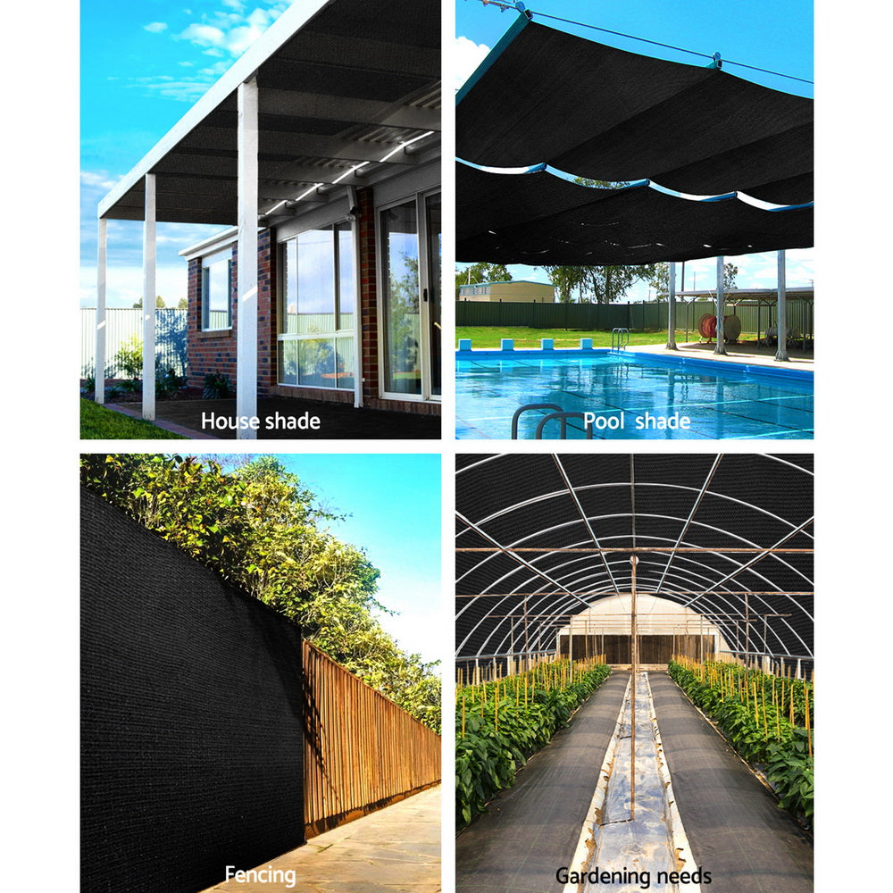 Instahut 50% Sun Shade Cloth Shadecloth Sail Roll Mesh 1.83x20m 100gsm Black