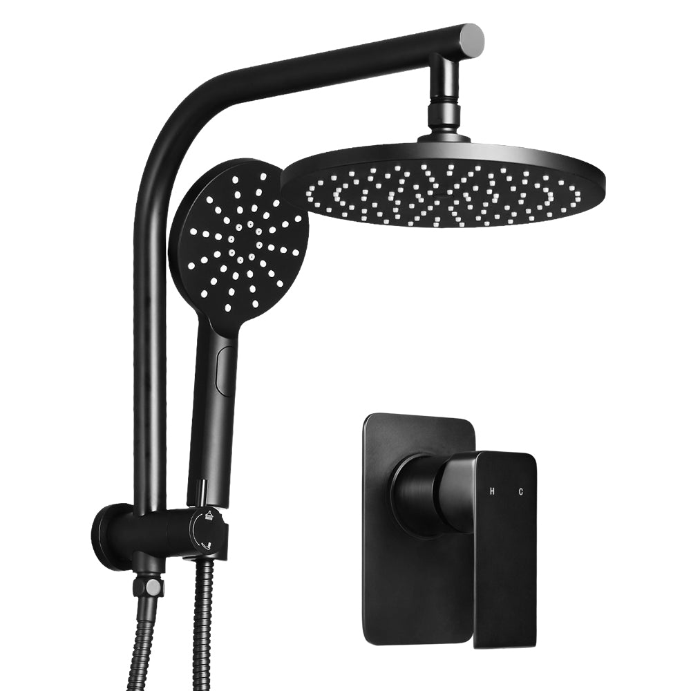 Cefito WELS 9'' Rain Shower Head Mixer Round Handheld High Pressure Wall Black