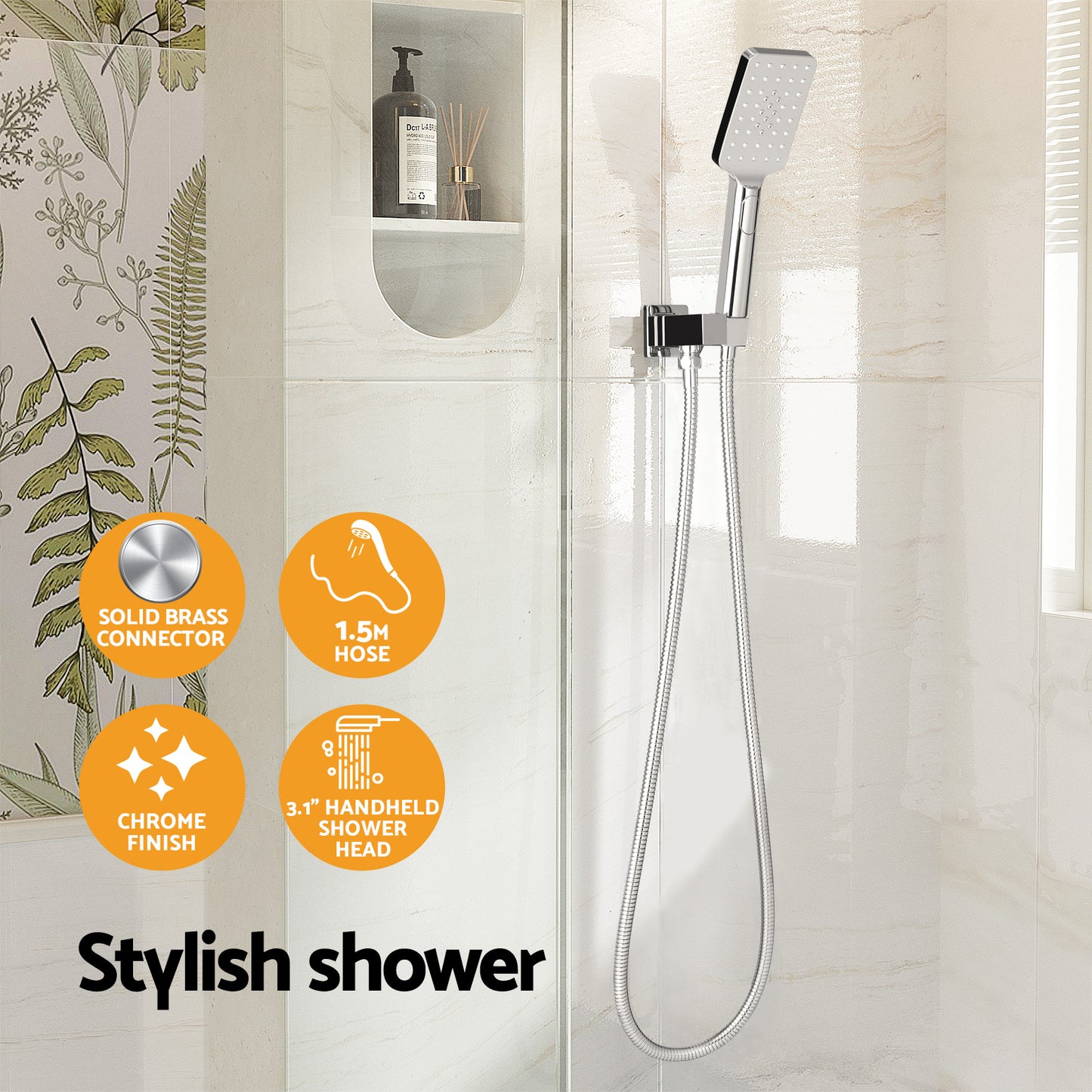 Handheld Shower Head Holder 3.1'' High Pressure Silver