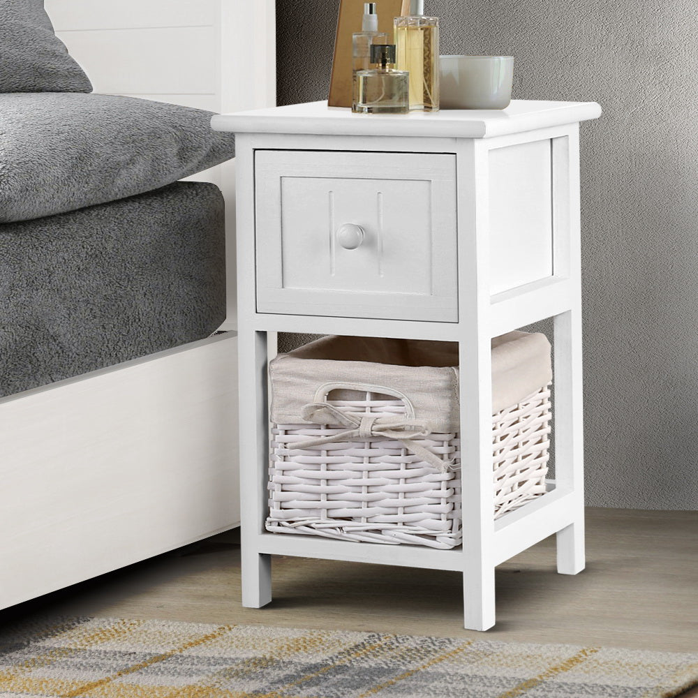 2 PCS Artiss Bedside Table - White