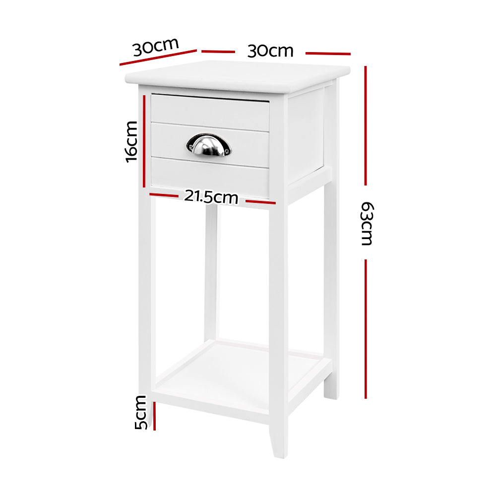 Artiss Bedside Table Nightstand Drawer Storage Cabinet Lamp Side Shelf White