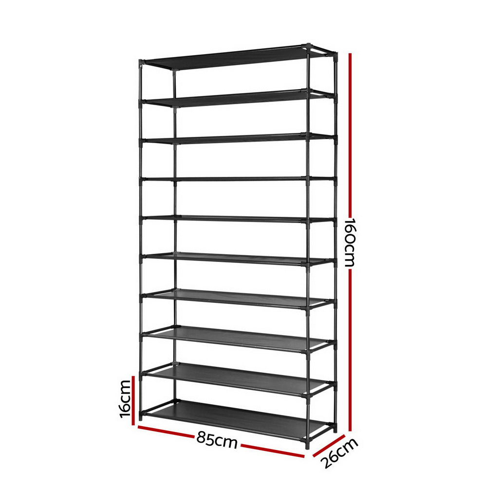 Artiss Shoe Rack Cabinet Stackable 50 Pairs 10-Tier Black