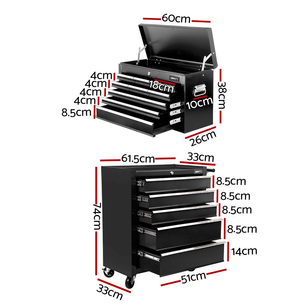 Giantz 14 Drawers Toolbox Chest Cabinet Mechanic Trolley Garage Tool Storage Box