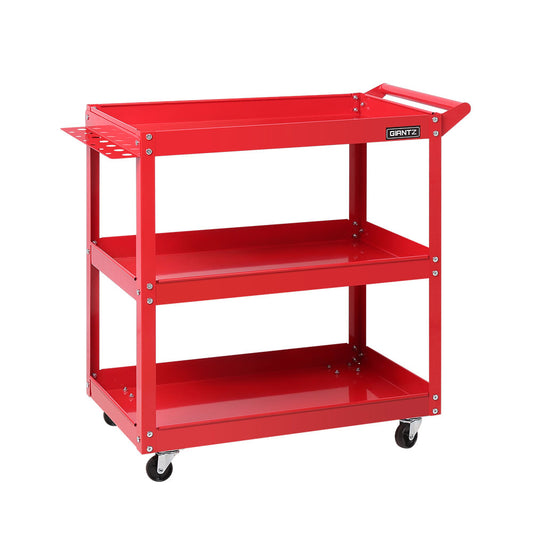 Giantz Tool Cart 3 Tier Parts Steel Trolley Mechanic Storage Organizer Red