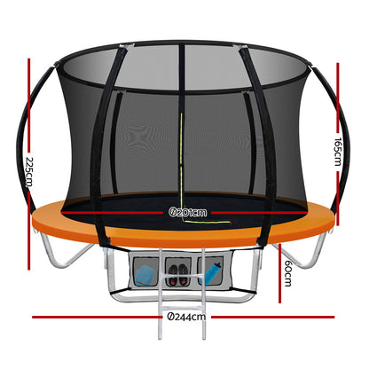 Everfit Trampoline 8FT Kids Trampolines Cover Safety Net Pad Gift Orange