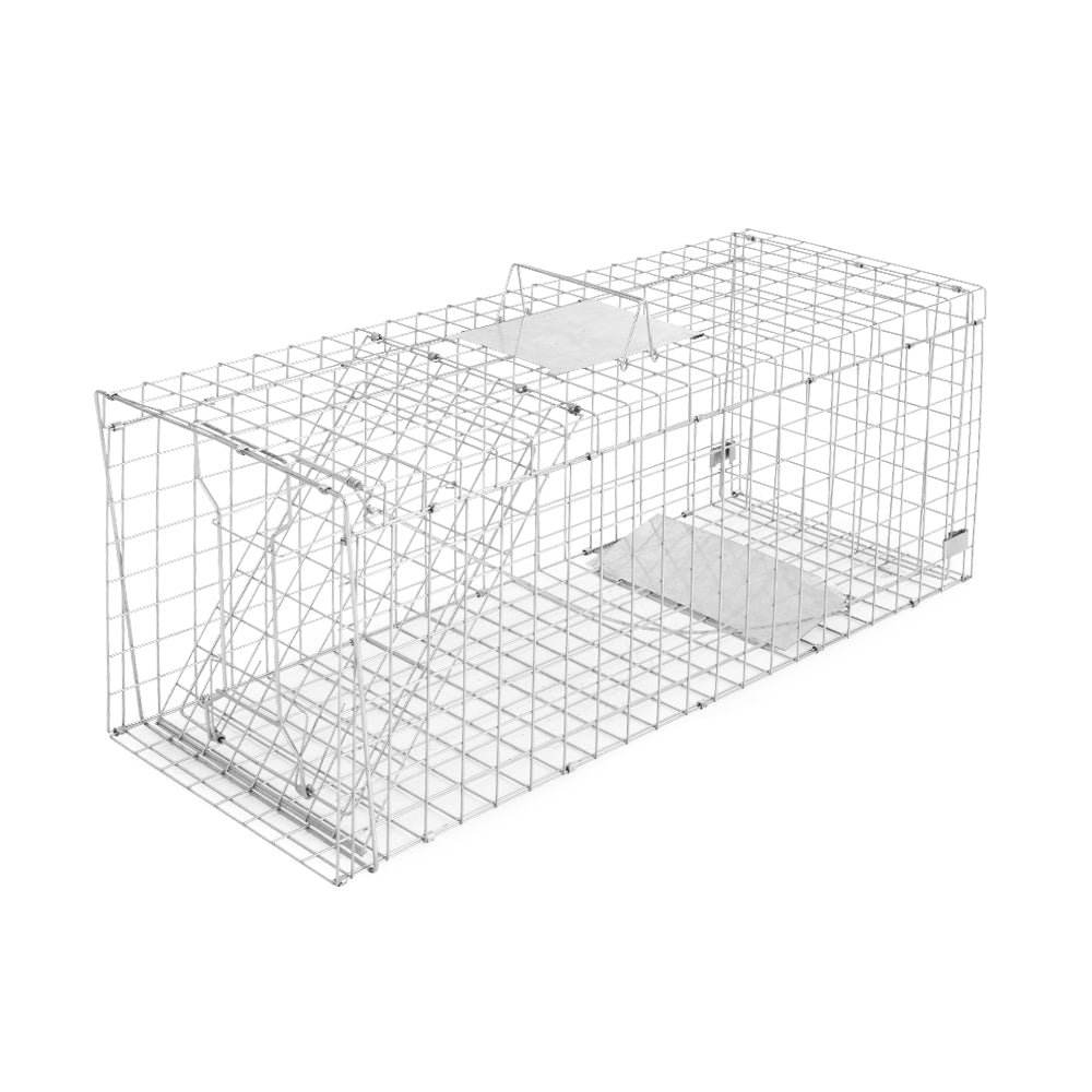 Humane Animal Trap Cage 150 x 50 x 53cm  - Silver