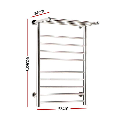 Devanti Electric Heated Towel Rail Warmer Heater Rails Rack Wall Mounted 14 Bar