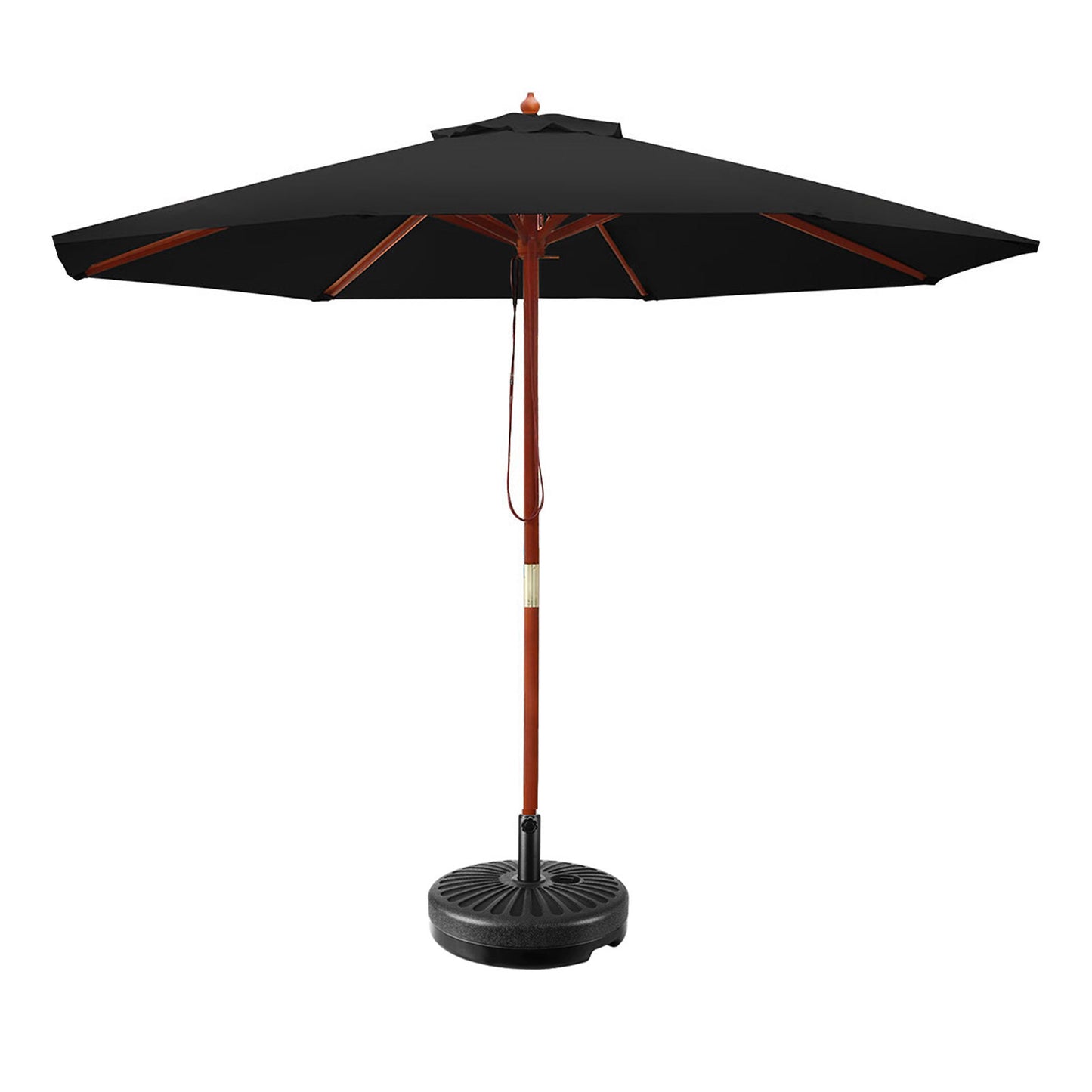 Instahut Outdoor Umbrella 2.7M with Base Pole Umbrellas Garden Stand Deck Black