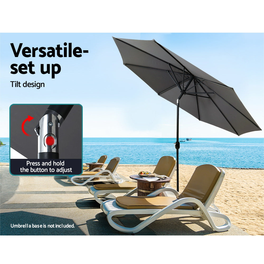 Instahut Outdoor Umbrella 3m Umbrellas Garden Beach Tilt Sun Patio Deck Shelter